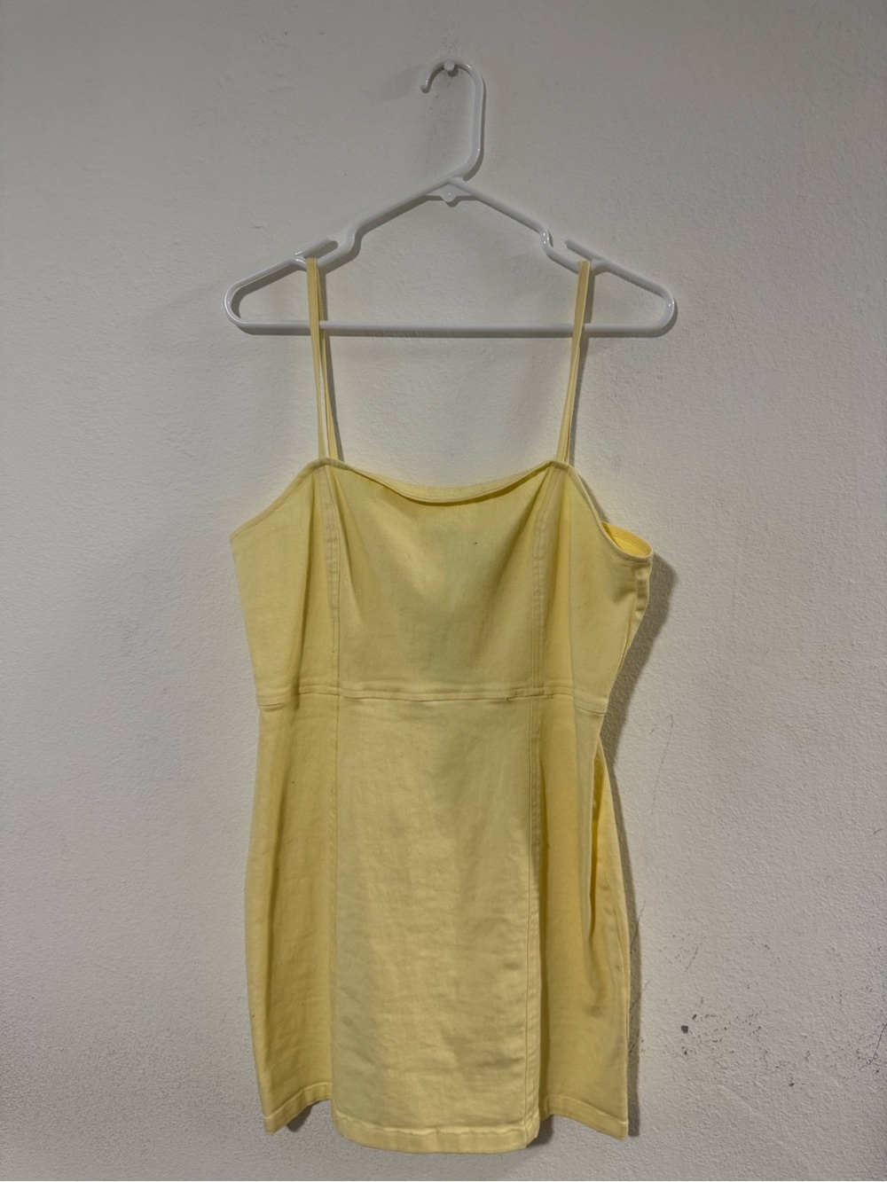 H&M Pale Yellow Spaghetti Strap Mini Dress